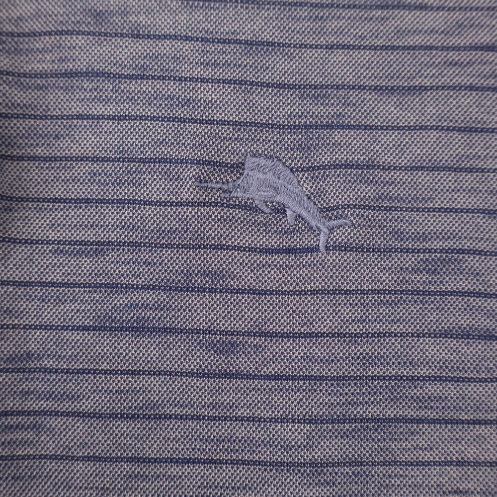 Tommy Bahama Polo Shirt Men's Blue Striped Short Sleeve Size L - Picture 5 of 9